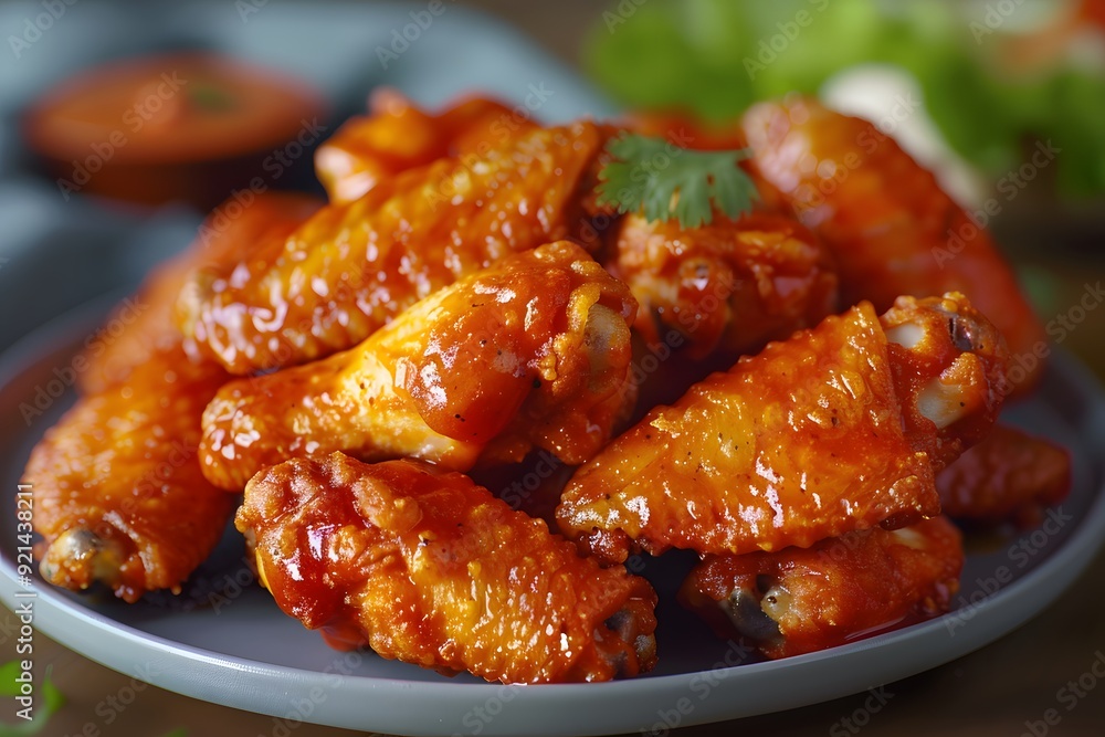 Close-up of Delicious Buffalo Chicken Wings on a Plate Close-up of Delicious Buffalo Chicken Wings on a Plate