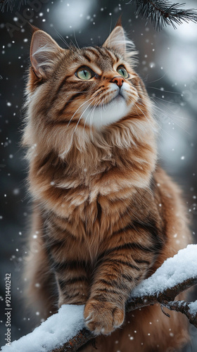 Siberian cat in snow