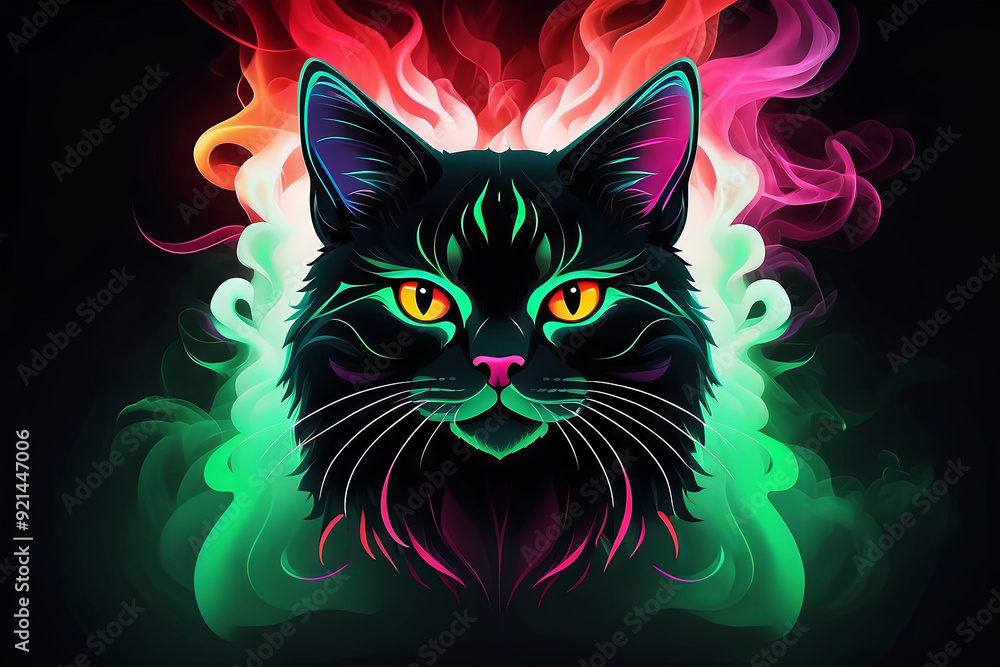 minimalist vector art neon from a cat minimalist vector art neon from a cat