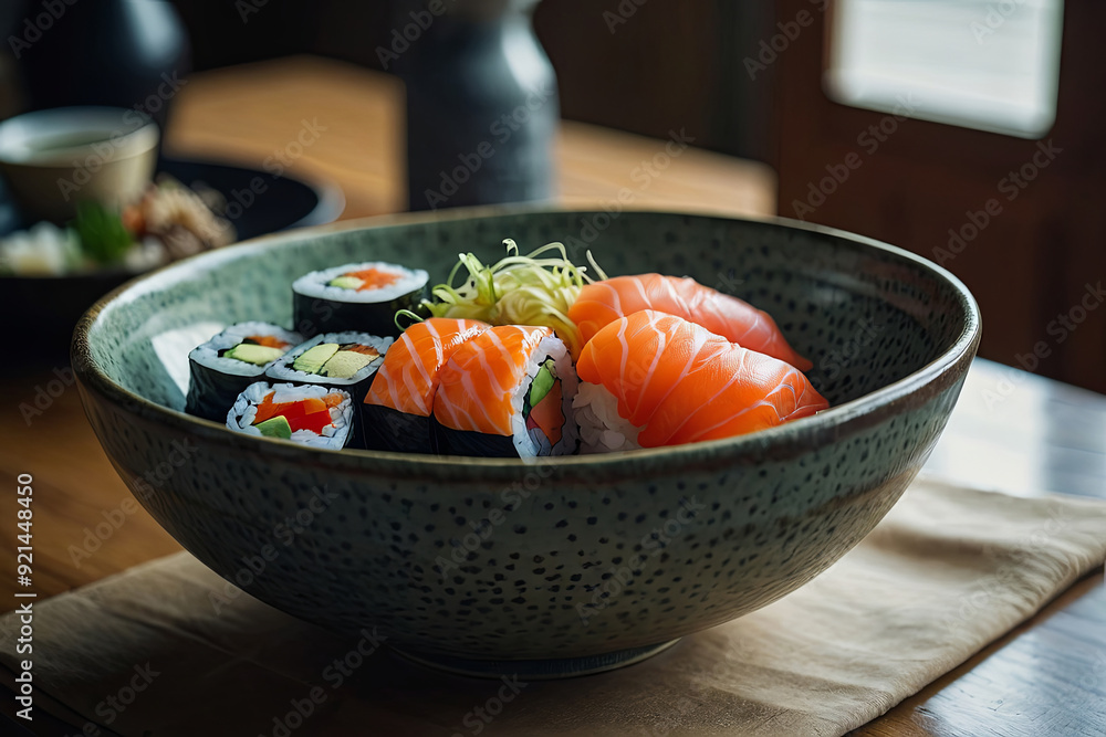 a big bowl with kind of sushis
a big bowl with kind of sushis