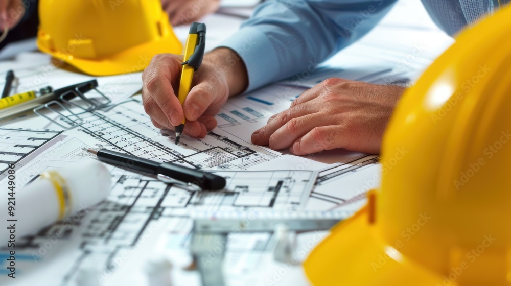 Generate a photo realistic image of a construction project team strategizing financial review methods, with detailed budgeting charts and review strategies; ensure the image is of high resolution Generate a photo realistic image of a construction project team strategizing financial review methods, with detailed budgeting charts and review strategies; ensure the image is of high resolution