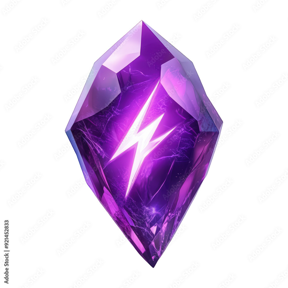 Purple Gemstone Icon With Lightning Bolt Symbol, Isolated On Transparent Png Background, Ideal For Representing Energy Or Power In Games . Generative ai Purple Gemstone Icon With Lightning Bolt Symbol, Isolated On Transparent Png Background, Ideal For Representing Energy Or Power In Games . Generative ai
