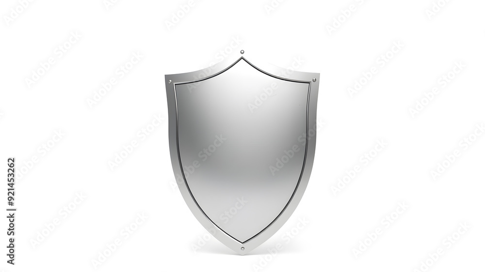 Huge 3d silver shield, side view, isolated on white background. Generative AI Huge 3d silver shield, side view, isolated on white background. Generative AI