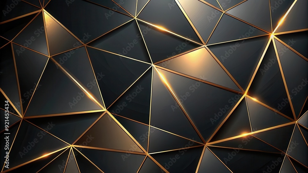 Elegant black and gold geometric background with illuminated cracks and polygonal shapes, elegant, black and gold Elegant black and gold geometric background with illuminated cracks and polygonal shapes, elegant, black and gold