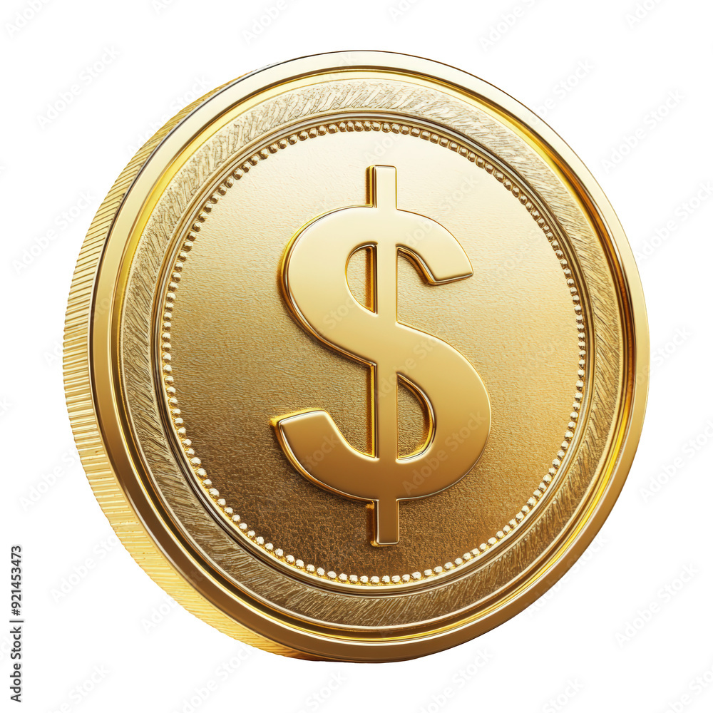 Shiny Gold Coin With Dollar Sign Embossed, Isolated On Transparent Png Background, Perfect For In-Game Currency And Rewards . Generative ai Shiny Gold Coin With Dollar Sign Embossed, Isolated On Transparent Png Background, Perfect For In-Game Currency And Rewards . Generative ai