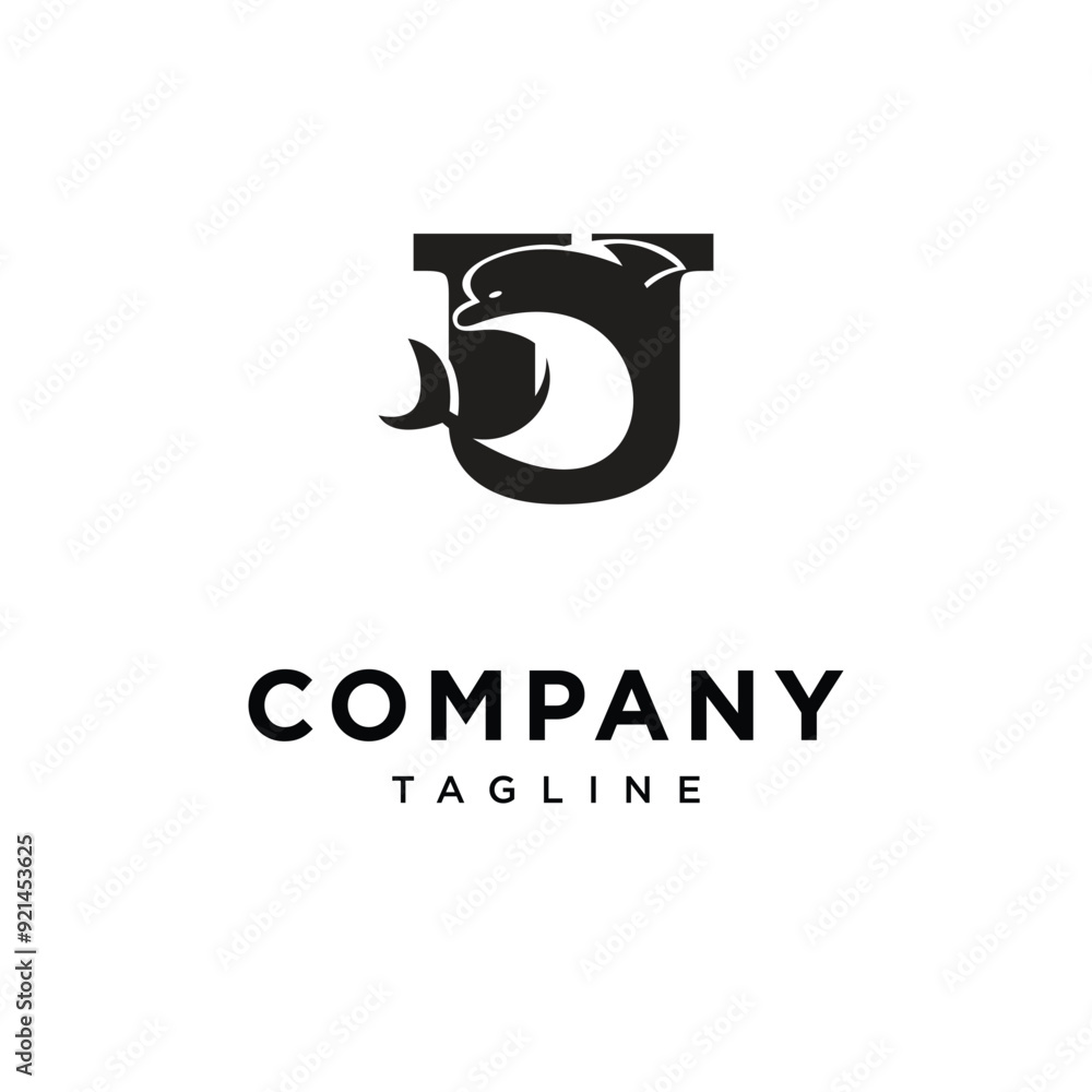 Letter U Dolphin Logo Icon Letter U Dolphin Logo Icon