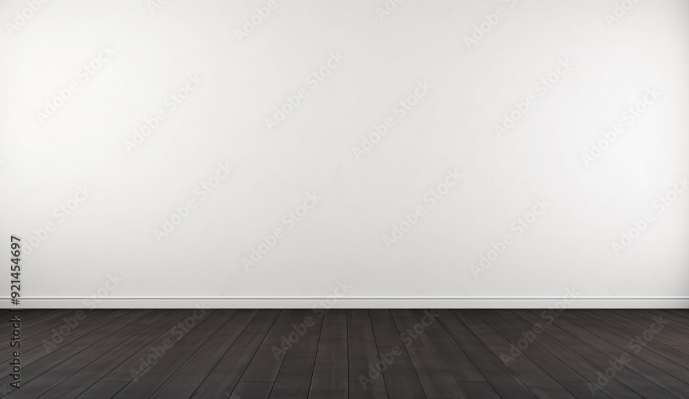 Empty room with dark wooden floor and white wall Empty room with dark wooden floor and white wall