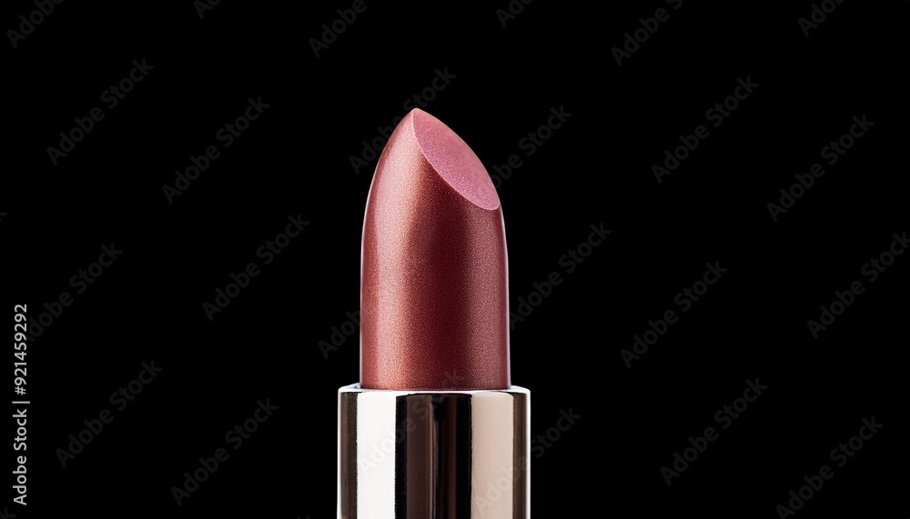 Obraz premium A classic lipstick with a velvety finish, slightly used with a rounded tip, standing upright