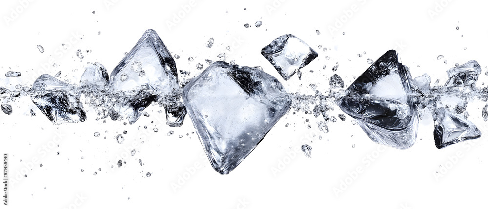 Sharp Jagged Pieces of Ice Breaking Apart and Scattering Sharp Jagged Pieces of Ice Breaking Apart and Scattering