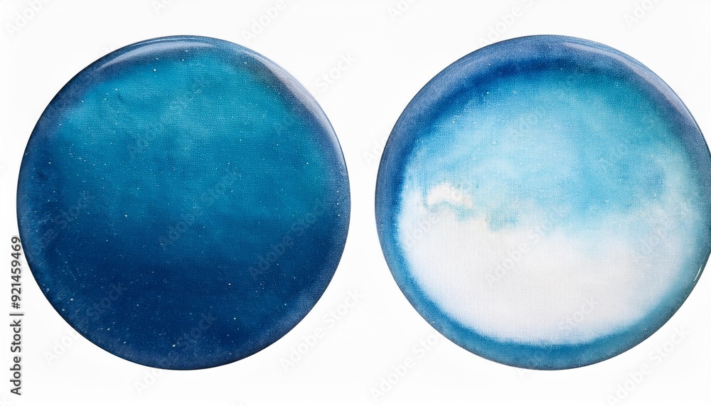 A deep marine blue hand-painted watercolor circle, with a smooth, even wash, isolated on a t A deep marine blue hand-painted watercolor circle, with a smooth, even wash, isolated on a t