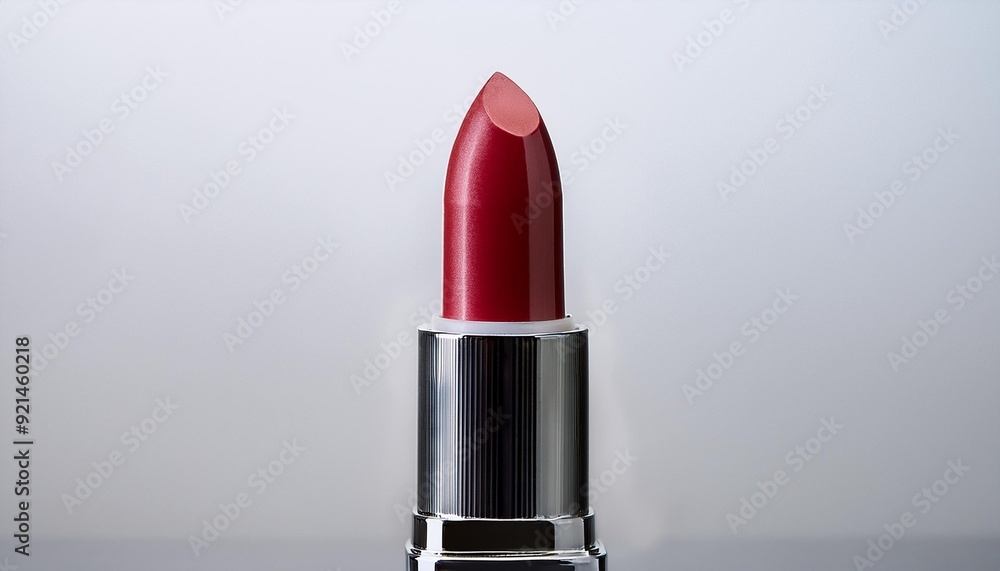 A vibrant red lipstick with a matte finish, the tube slightly twisted to reveal the tip, cen A vibrant red lipstick with a matte finish, the tube slightly twisted to reveal the tip, cen