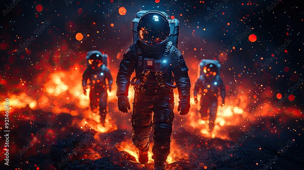 Astronauts walking on the lunar surface, space suit, Hyper-realistic photo, shot with Sony A7Rv, cinematic, Photo with copy space. Astronauts walking on the lunar surface, space suit, Hyper-realistic photo, shot with Sony A7Rv, cinematic, Photo with copy space.