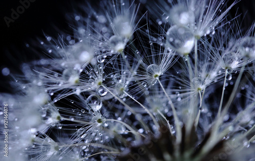 Macro photo of dandelion seeds.