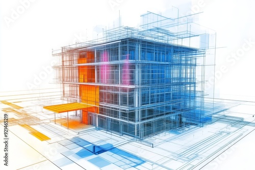 Abstract Architectural Blueprint of Modern Building Design photo