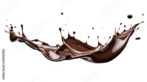 Dark chocolate liquid splash isolated on transparent white background, clipping path