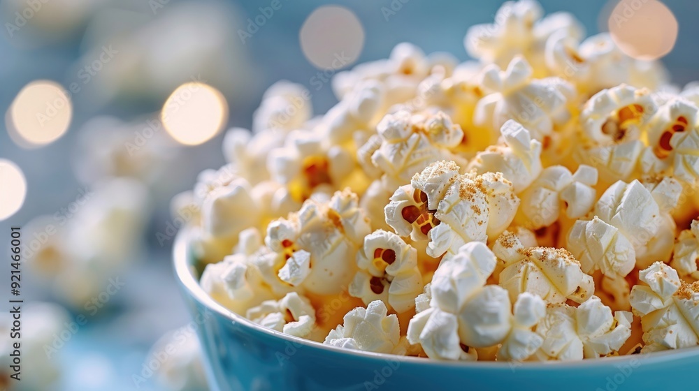 A bowl of popcorn tossed with melted butter and dusted with cheese powder A bowl of popcorn tossed with melted butter and dusted with cheese powder