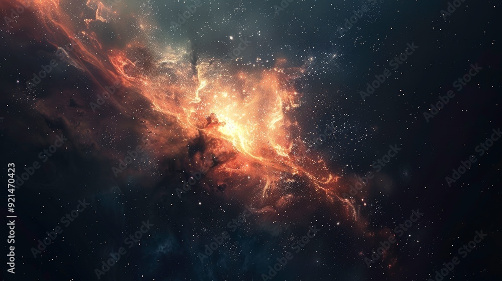 A stunning cosmic scene depicting a vibrant nebula in the depths of space. A stunning cosmic scene depicting a vibrant nebula in the depths of space.