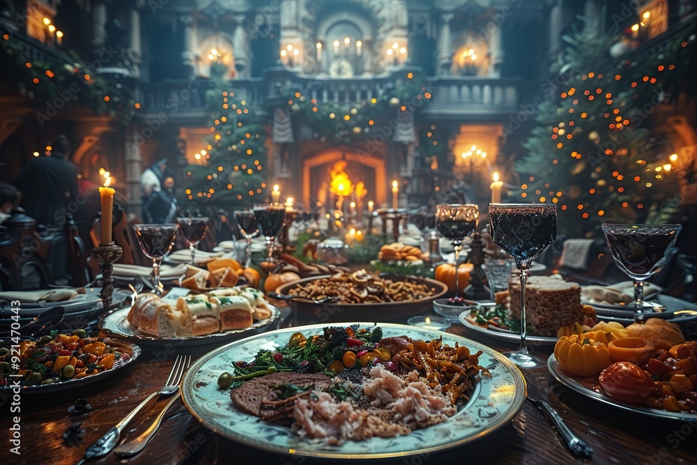Festive Feast in a Grand Hall Festive Feast in a Grand Hall