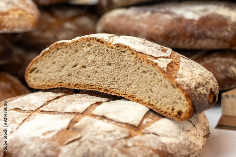 French artisan bakery in Bordeaux, rye and wheat bread and baguettes, France, french food French artisan bakery in Bordeaux, rye and wheat bread and baguettes, France, french food