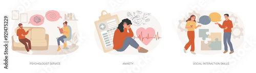 Obraz na płótnie Mental health isolated concept vector illustration set. w salonie