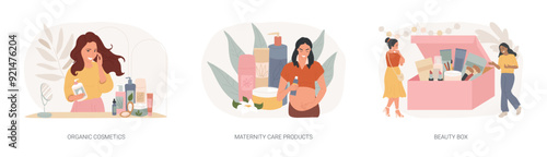 Natural cosmetics isolated concept vector illustration set.