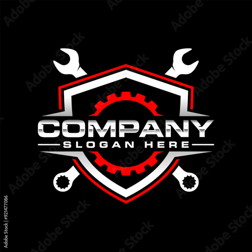 Repair Car logo image, metal logo shield template