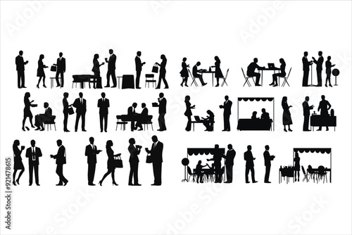 Business People Standing Silhouette, Business People Standing Together Representing Teamwork Unity Diversity 