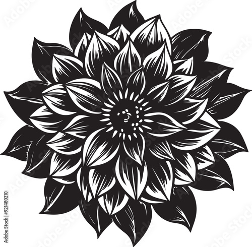 Mandalas black color vector outline. Style Coloring flower