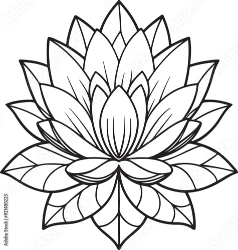 Mandalas black color vector outline. Style Coloring flower
