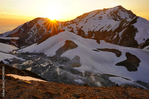 sunset in the mountains tateyama Japan 夕日　山 photo