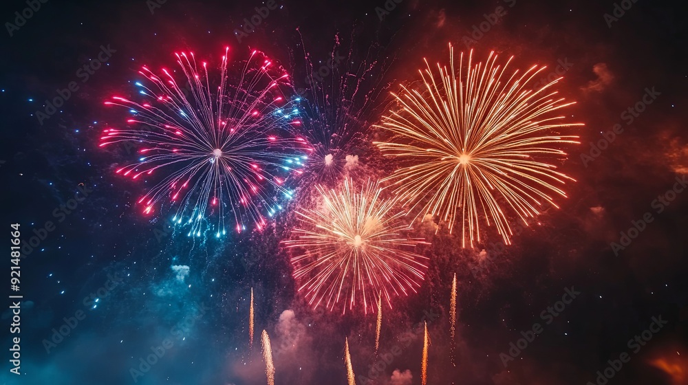 Vibrant Fireworks Display. Celebrating summer festivities Vibrant Fireworks Display. Celebrating summer festivities