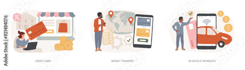 Digital payment isolated concept vector illustration set.