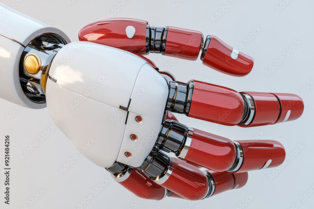 Minimalistic robotic hand reaching out symbolizing the human touch in robotic design Minimalistic robotic hand reaching out symbolizing the human touch in robotic design