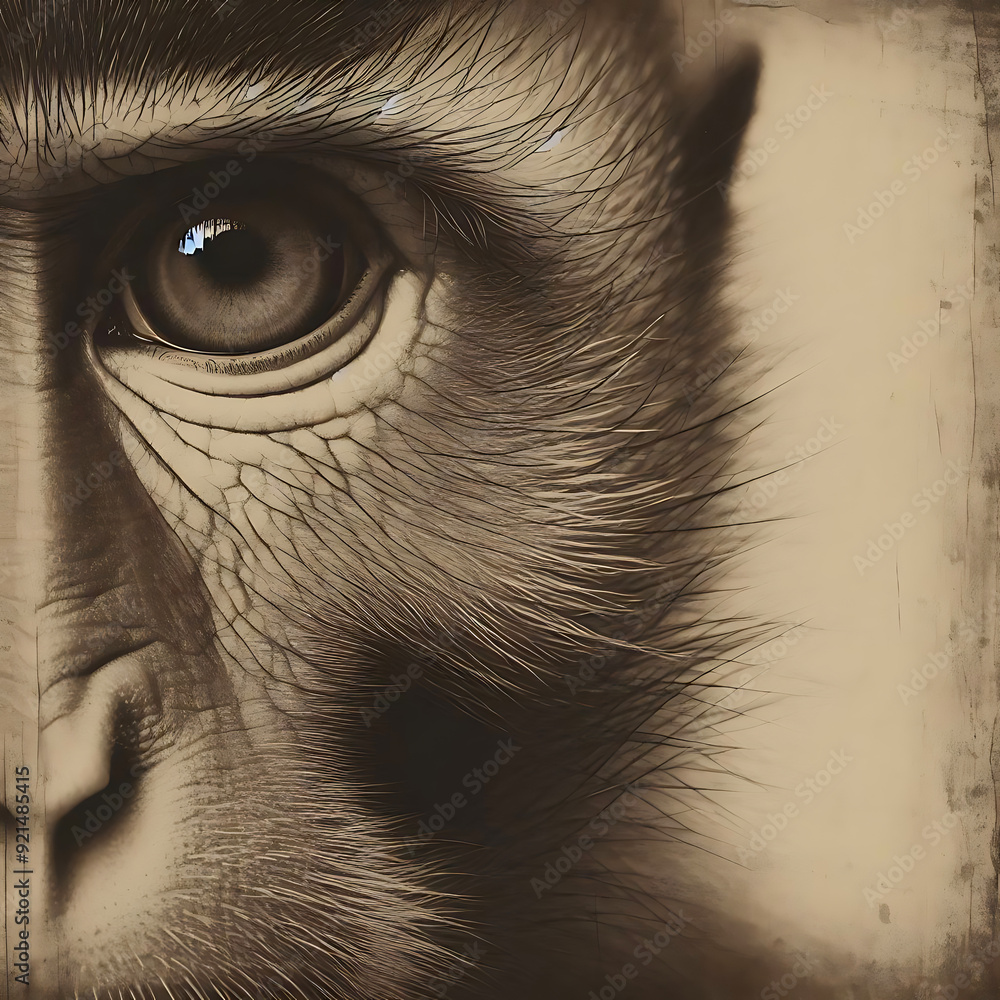 Obraz premium Close up of a monkey's face on a white background, monkey face shot isolated on transparent background cutout