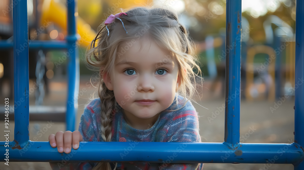 Little Girl at Playground: Portrait of a little girl playing at a playground. Little Girl at Playground: Portrait of a little girl playing at a playground.