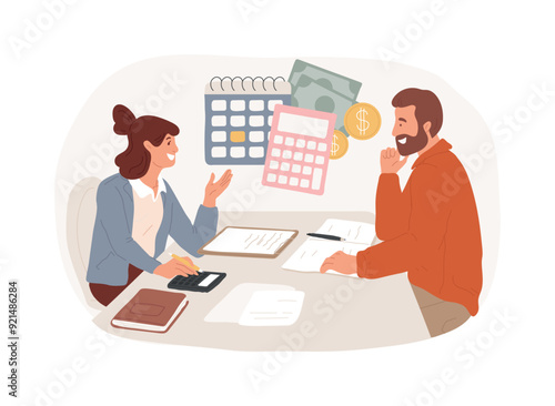 Tax consultant isolated cartoon vector illustrations.