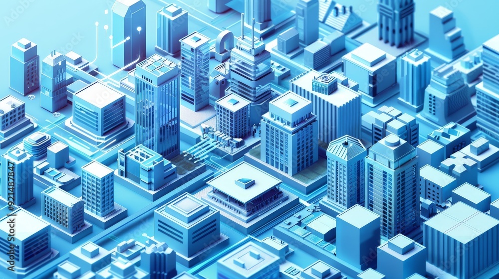 An isometric city tech hub with modern office buildings, innovation centers, and startup spaces, showcasing the city's technological advancements. An isometric city tech hub with modern office buildings, innovation centers, and startup spaces, showcasing the city's technological advancements.