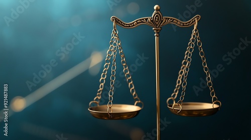 Elegant golden scales of justice symbolizing law, balance, and fairness in a professional and polished environment.