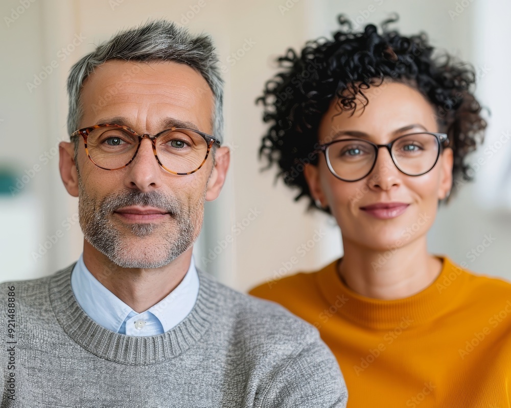 A couple showcasing modern style and confidence with glasses, exuding warmth and connection in a bright, inviting space. A couple showcasing modern style and confidence with glasses, exuding warmth and connection in a bright, inviting space.