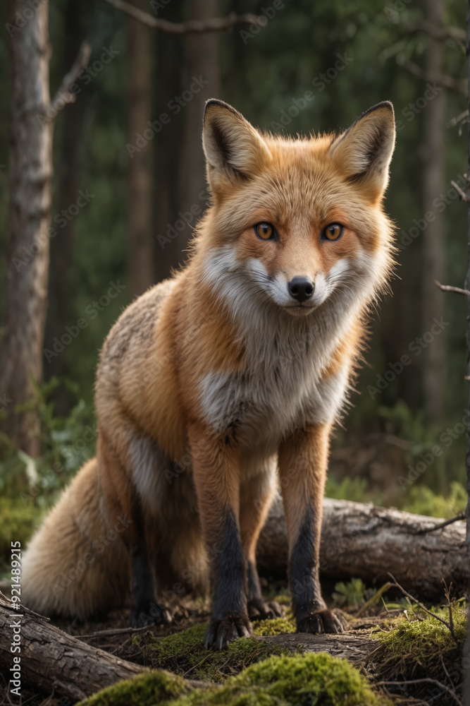 Curious Red Fox in Forest Curious Red Fox in Forest