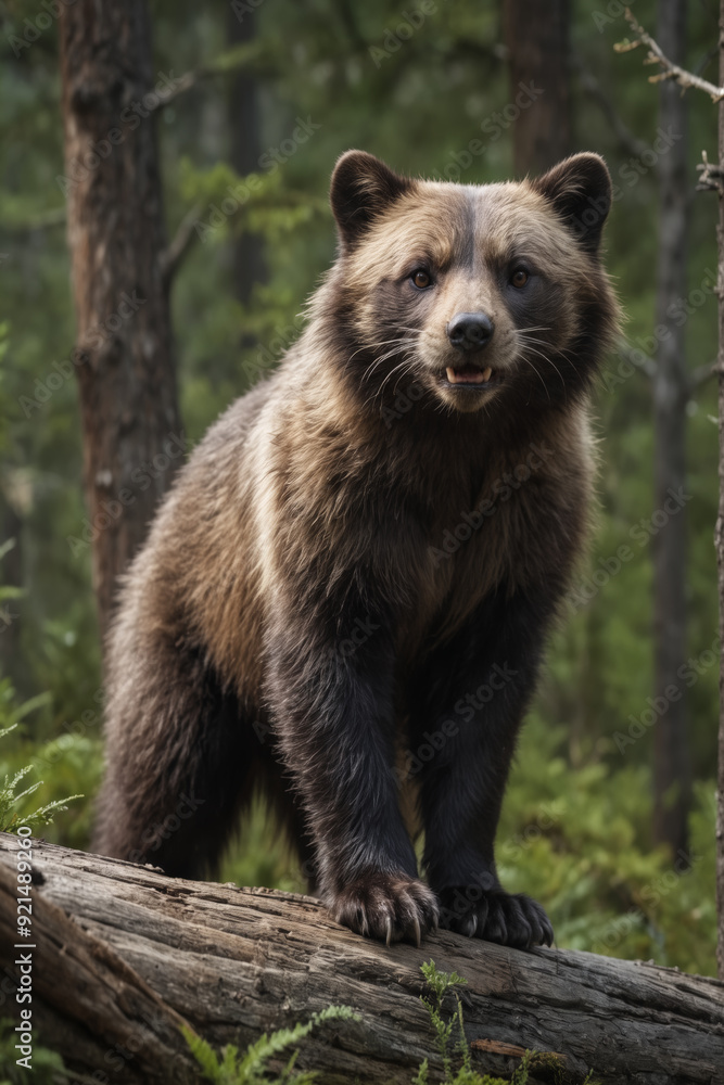 Fototapeta premium Majestic Wolverine in Lush Forest