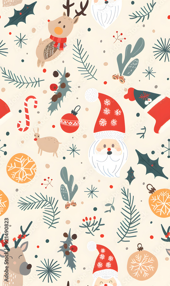New Year and Christmas 2d cartoon or graphic advertising background, Seamless pattern New Year and Christmas 2d cartoon or graphic advertising background, Seamless pattern