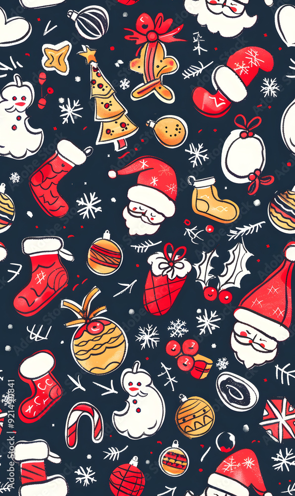 New Year and Christmas 2d cartoon or graphic advertising background, Seamless pattern New Year and Christmas 2d cartoon or graphic advertising background, Seamless pattern