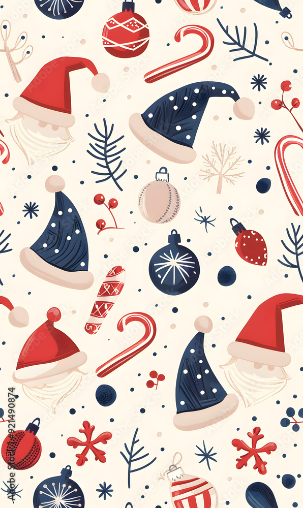 New Year and Christmas 2d cartoon or graphic advertising background, Seamless pattern New Year and Christmas 2d cartoon or graphic advertising background, Seamless pattern