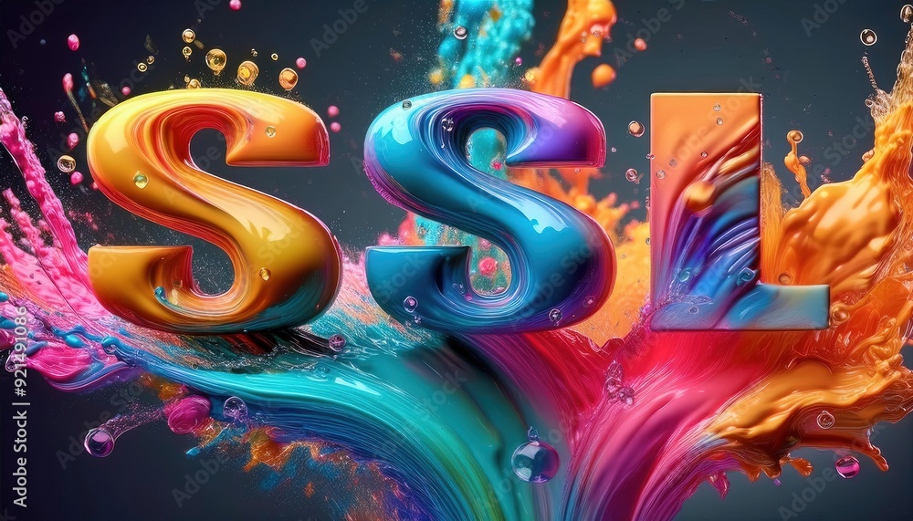 Fototapeta premium Vibrant 3D SSL Logo Splashing Colors