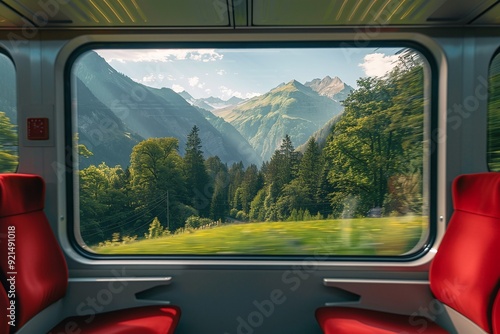ai generative beautiful mountain views from the train window