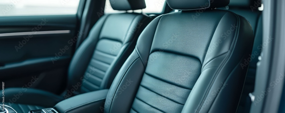 Stylish black leather car seats showcasing modern design and comfort, ideal for enhancing vehicle interiors. Stylish black leather car seats showcasing modern design and comfort, ideal for enhancing vehicle interiors.
