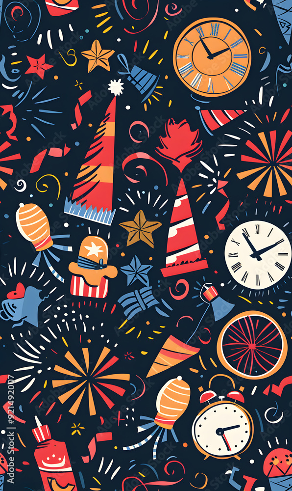 New Year and Christmas 2d cartoon or graphic advertising background, Seamless pattern New Year and Christmas 2d cartoon or graphic advertising background, Seamless pattern