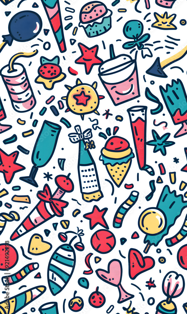 New Year and Christmas 2d cartoon or graphic advertising background, Seamless pattern New Year and Christmas 2d cartoon or graphic advertising background, Seamless pattern