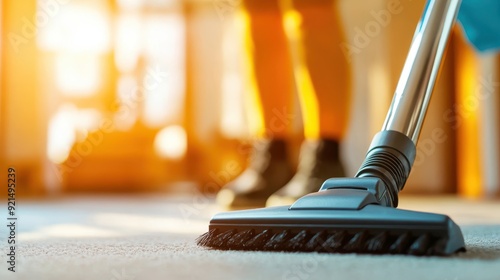 Wallpaper Mural In this image, a person is vacuuming a carpet laid over a hardwood floor, showcasing the contrast between the soft carpet and the hard wooden surface in a clean indoor space. Torontodigital.ca